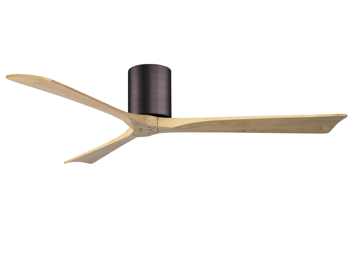 Picture of Atlas IR3H-BB-LM-60 60 in. Irene-3H Three-Blade Flush Mount Paddle Fan with Light Maple Tone Blades&#44; Brushed Brass