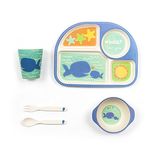 Tf0860ws Square Dinner Set With Whale Decal, Pack Of 5