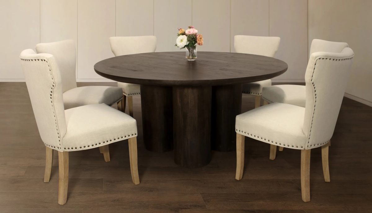 Syracuse63R-88011094-3 63 in. Dining Table with Howell Chairs - Ivory with Natural Legs - Set of 3