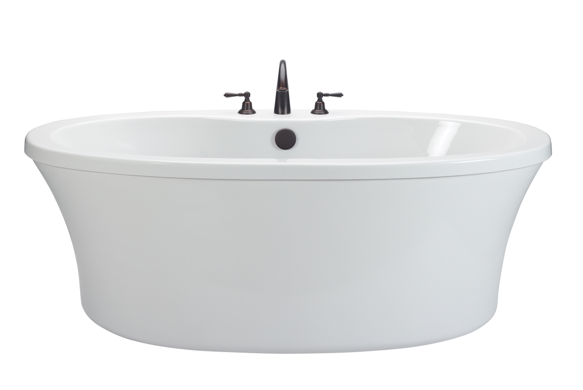 R6636ofsxsa - W Center Drain Freestanding Soaking Bathtub With Deck For Faucet, White