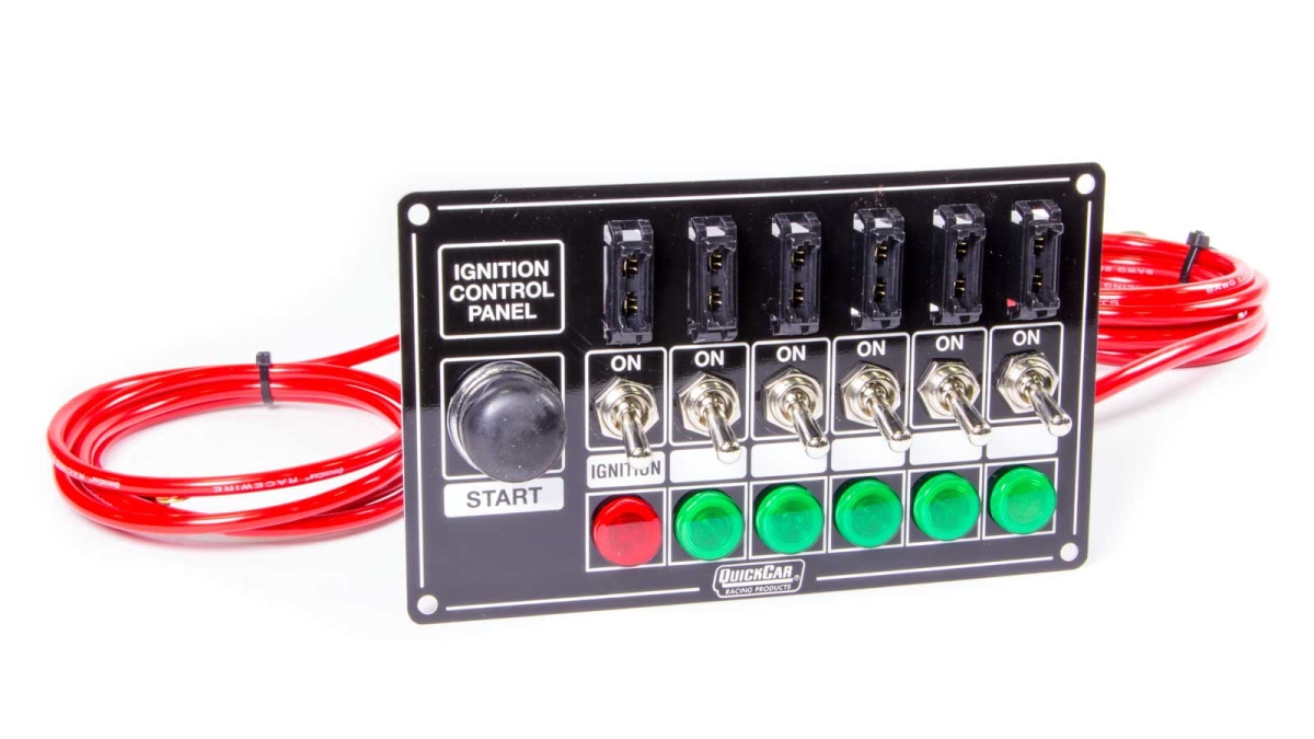 Qrp50-864 Fused Ignition Control Panel With Start Button & Light - Warning Lights - Black