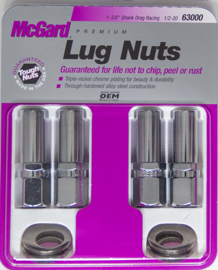 63000 0.5 In.-20 Extra Long Shank Lug Nut With Offset Washer Race - Chrome, Pack Of 4