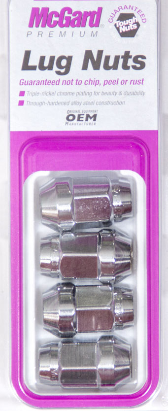 64011 0.43 In.-20 Bulge Conical Seat Lug Nut - Chrome, Pack Of 4