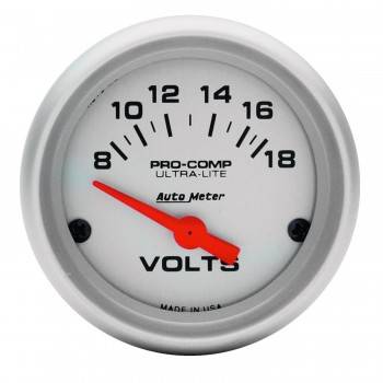4391 Mini Ultra-lite Electric Voltmeter Gauge - 2.06 In. - 8-18v