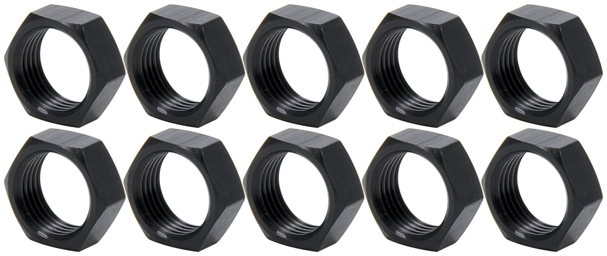 All18286-10 0.63 In. 18 Right Hand Aluminum Thin Od Jam Nuts, Black - Pack Of 10