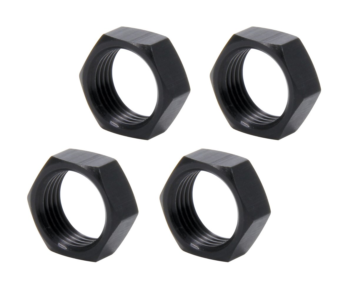 All18288 0.75 In. 16 Right Hand Aluminum Thin Od Jam Nuts, Black - Pack Of 4