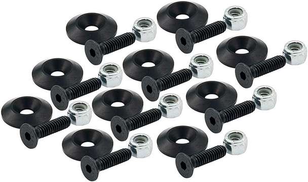 All18633 0.25 In. Countersunk Bolts With 1 In. Washer - Black, Pack Of 10