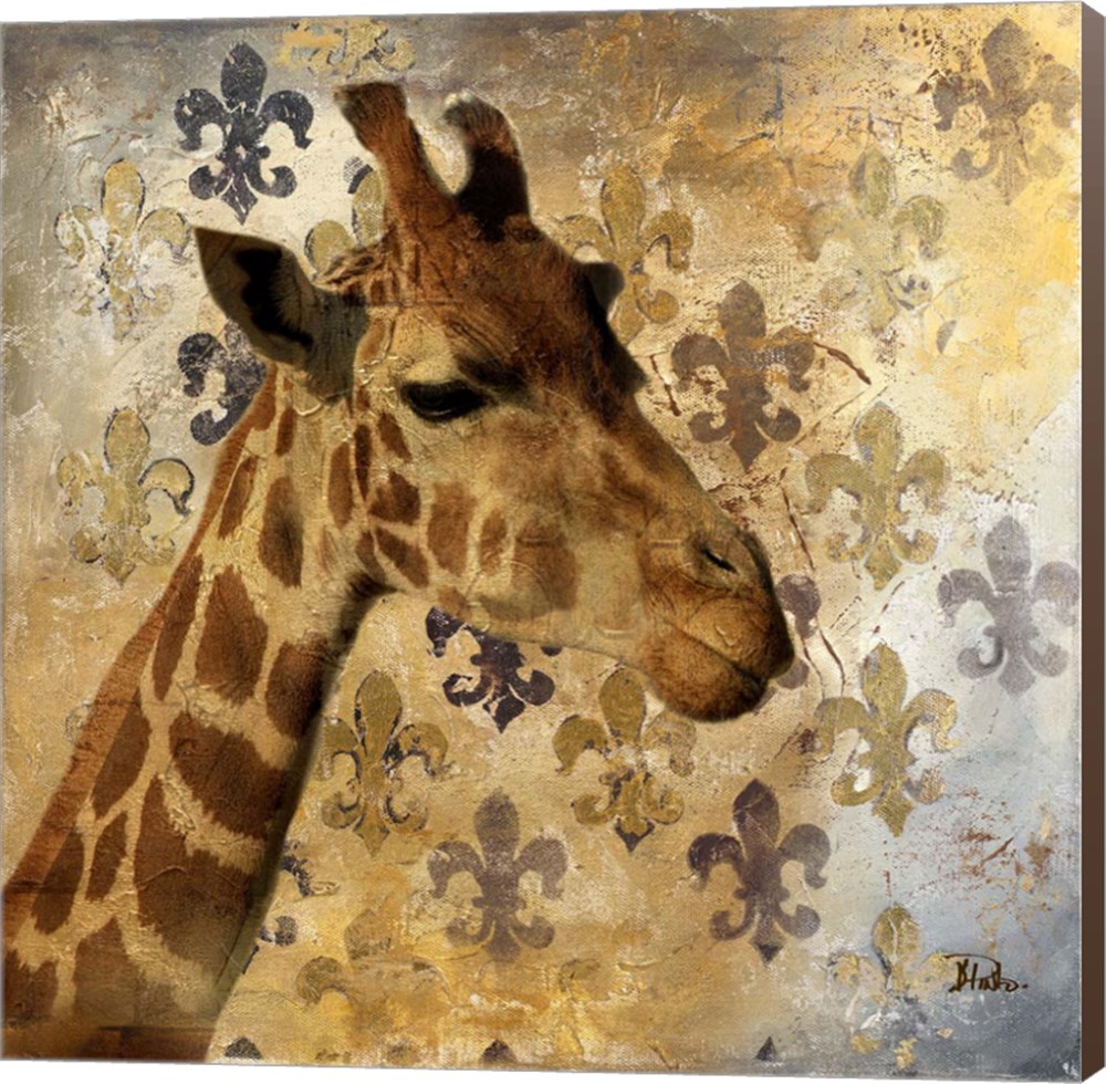 C911200-0120000-yccqama Golden Safari Iii Giraffe By Patricia Pinto Canvas Wall Art - 12 X 12 In.