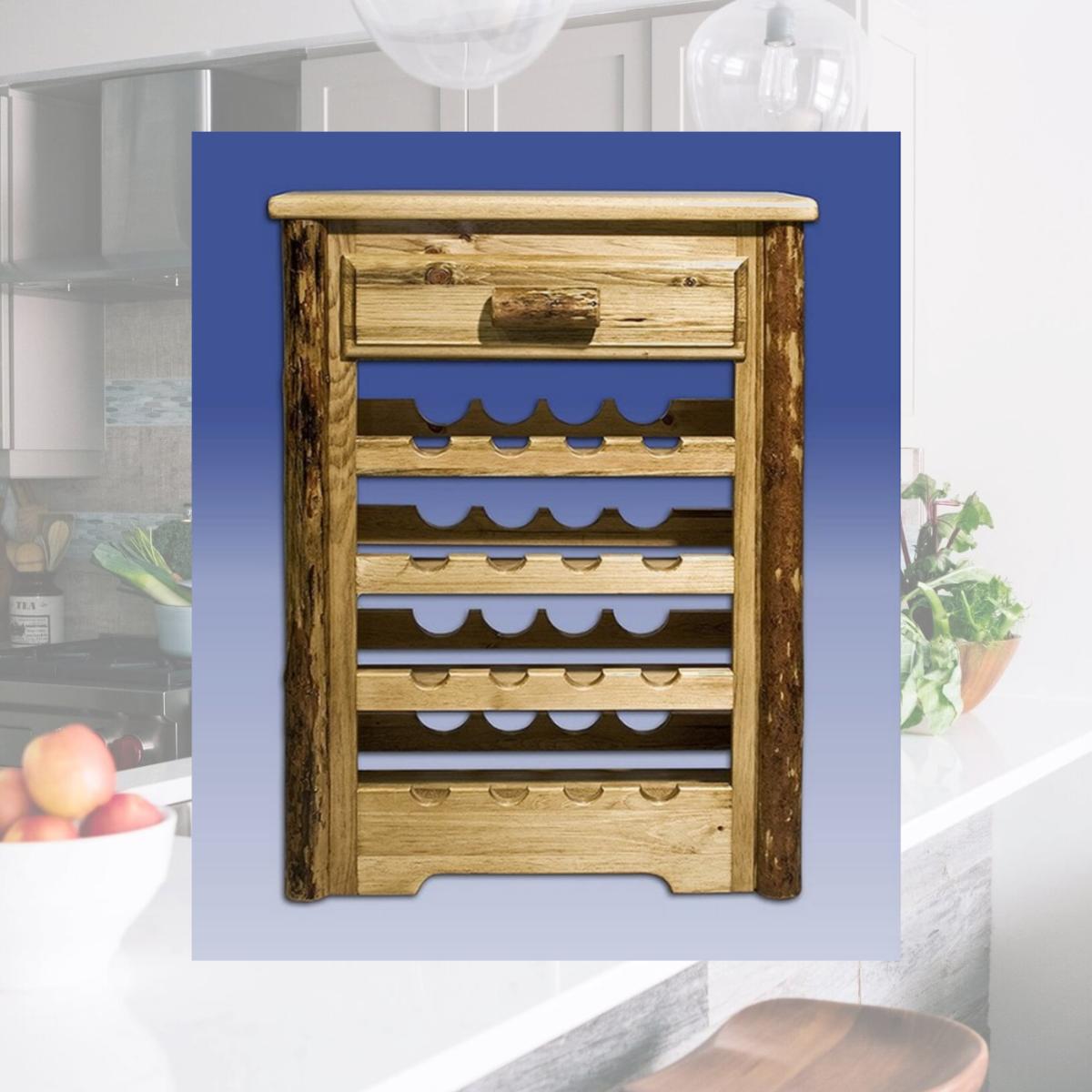 Picture of Montana Woodworks MWGCWR Glacier Country Log Wine Cabinet