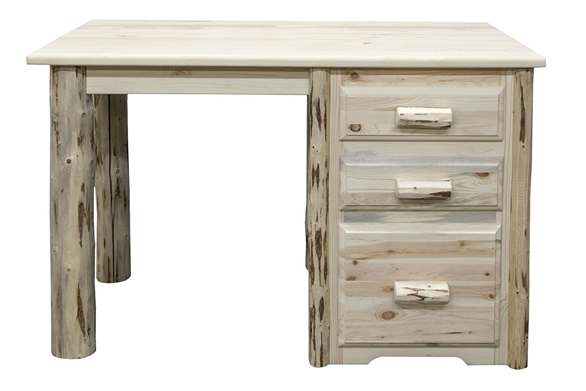 Mwodv Montana Collection Office Desk, Clear Lacquer Finish