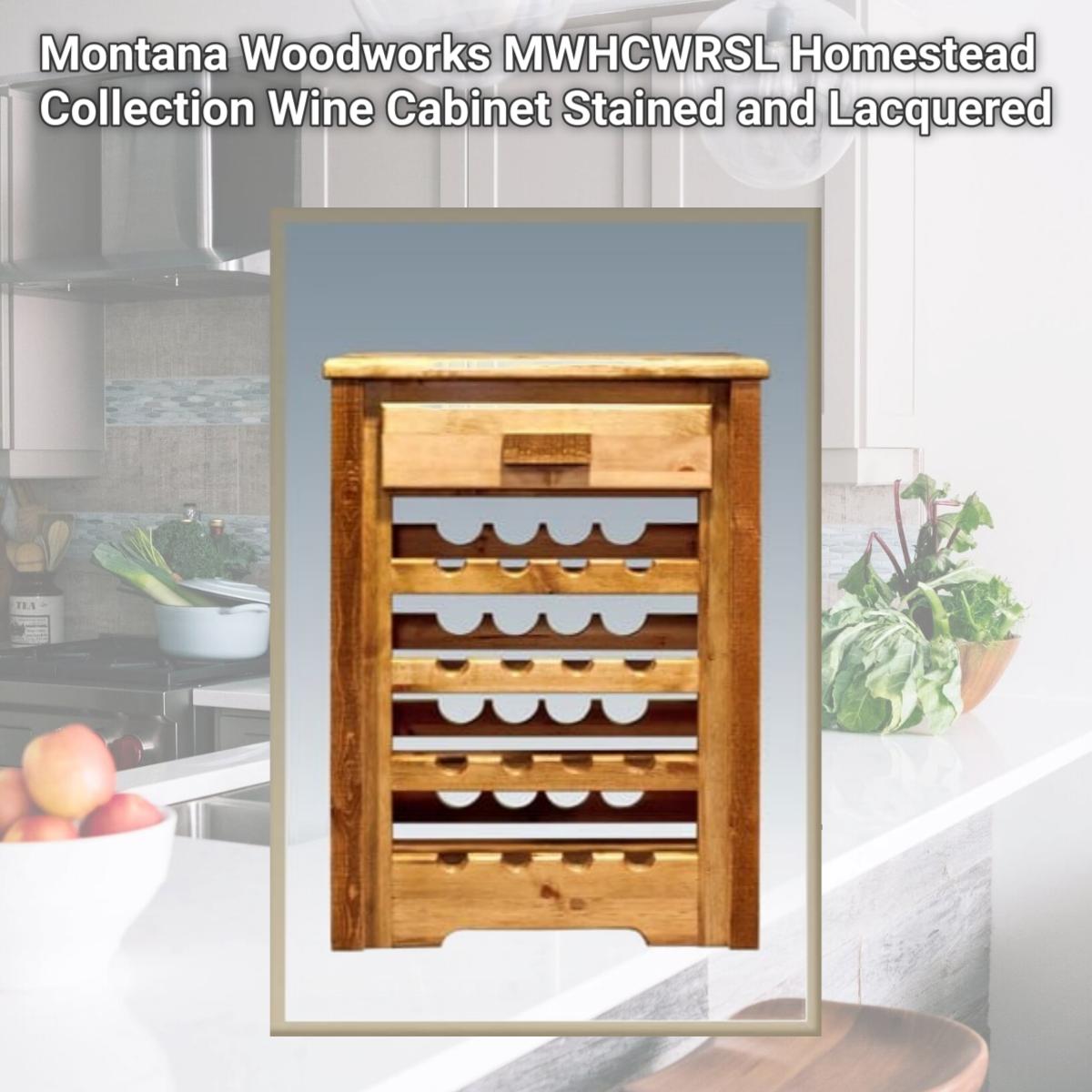 Picture of Montana Woodworks MWHCWRSL Homestead Collection Wine Cabinet Stained and Lacquered