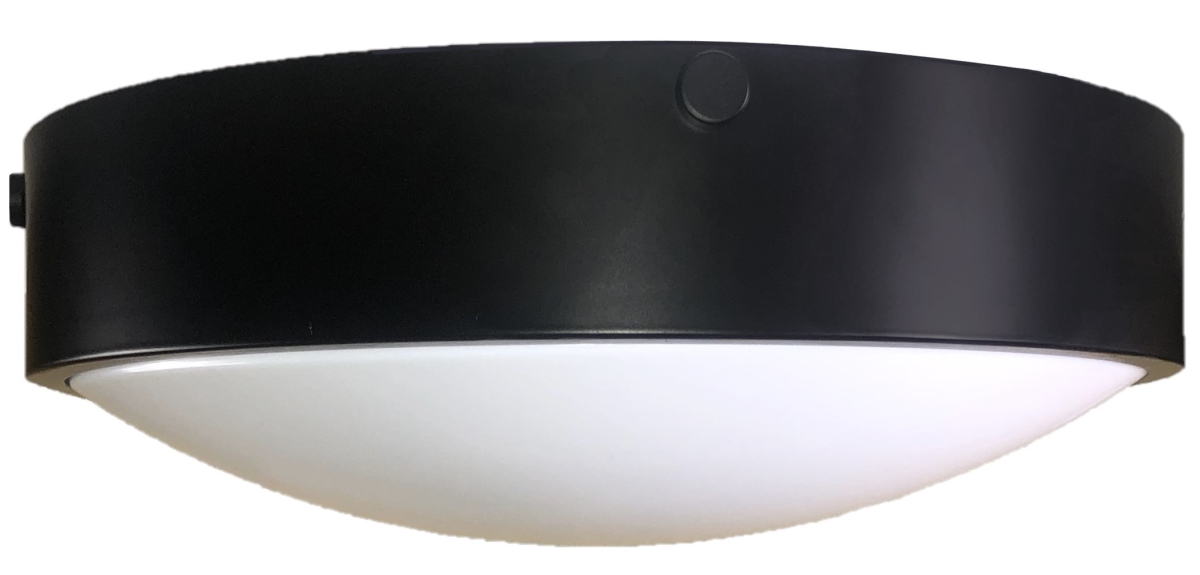 LED-P13BLK-W 13 in. 120V 20W LED Integrated Flush Mount Fixture with Heavy-Duty Steel Housing - Matte Black & Milky White Acrylic Diffuser - 3000K