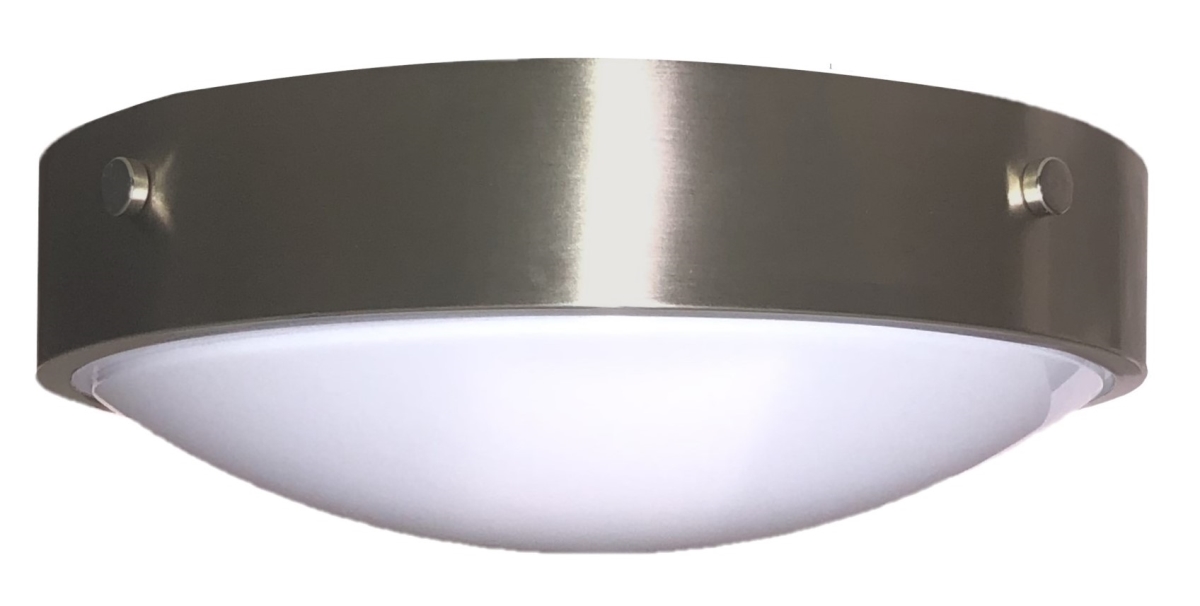LED-P13BN-W 13 in. 120V 20W LED Integrated Flush Mount Fixture with Heavy-Duty Steel Housing - Brush Nickel & Milky White Acrylic Diffuser - 3000K