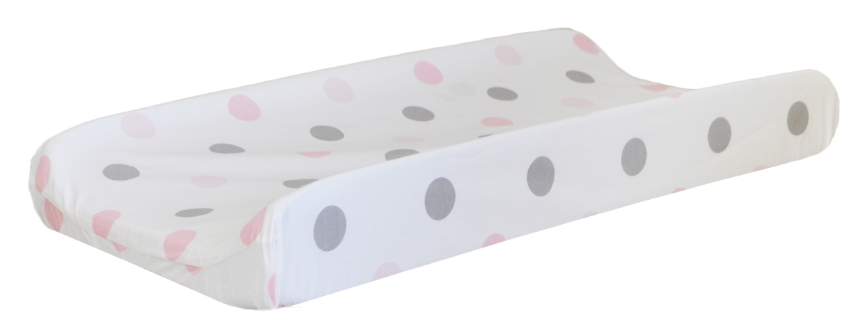 Cpc70 17 X 32 In. Polka Dot Changing Pad Cover, Olivia Rose Pink & Gray