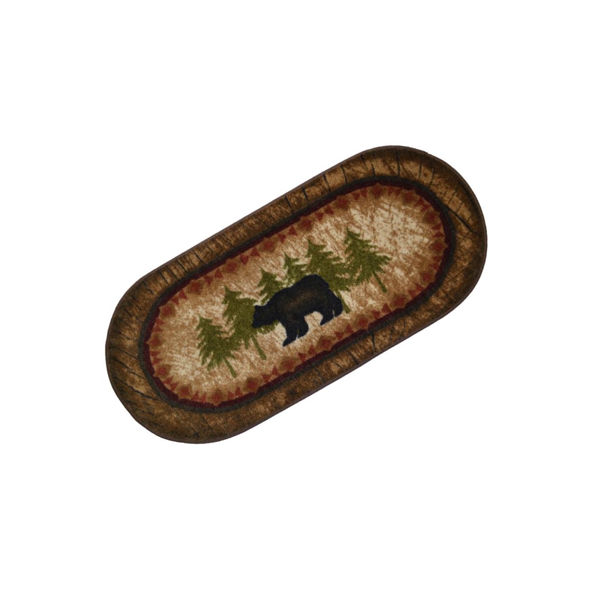 Picture of Mayberry Rug CC5276 30X46 30 x 46 in. Oval Cozy Cabin Birch Bear Printed Nylon Kitchen Mat & Rug