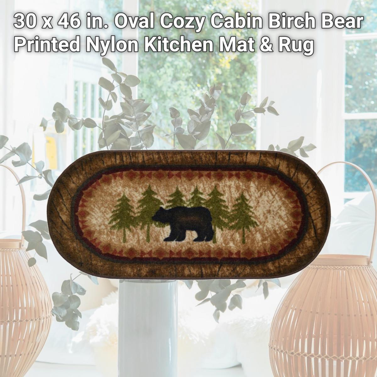 Picture of Mayberry Rug CC5276 30X46 30 x 46 in. Oval Cozy Cabin Birch Bear Printed Nylon Kitchen Mat & Rug