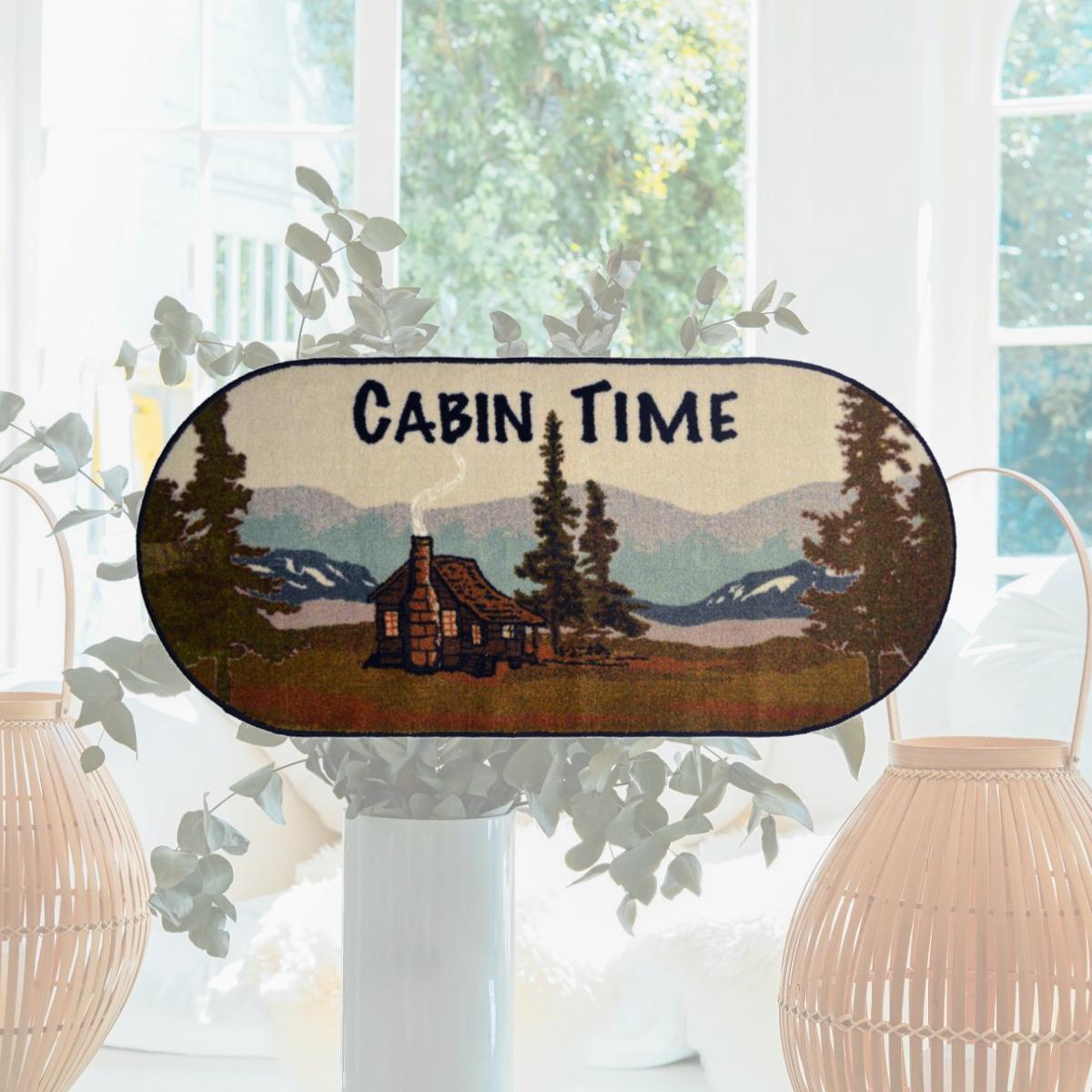 Picture of Mayberry Rug CC10435 20X44 20 x 44 in. Oval Cozy Cabin Cabin Time Printed Nylon Kitchen Mat & Rug