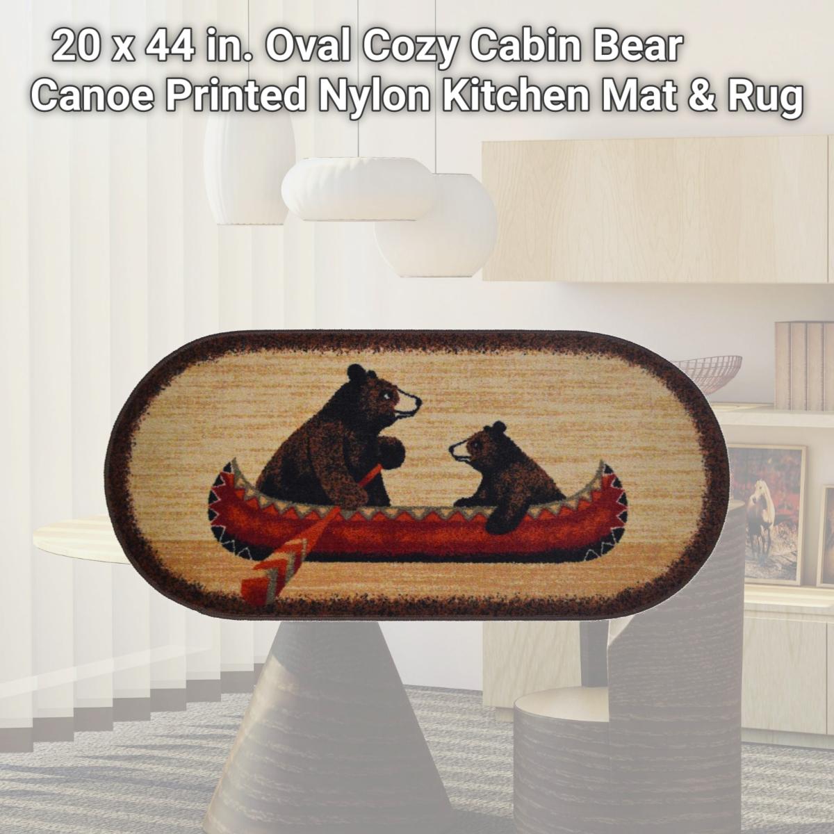 Picture of Mayberry Rug CC10449 20X44 20 x 44 in. Oval Cozy Cabin Bear Canoe Printed Nylon Kitchen Mat & Rug