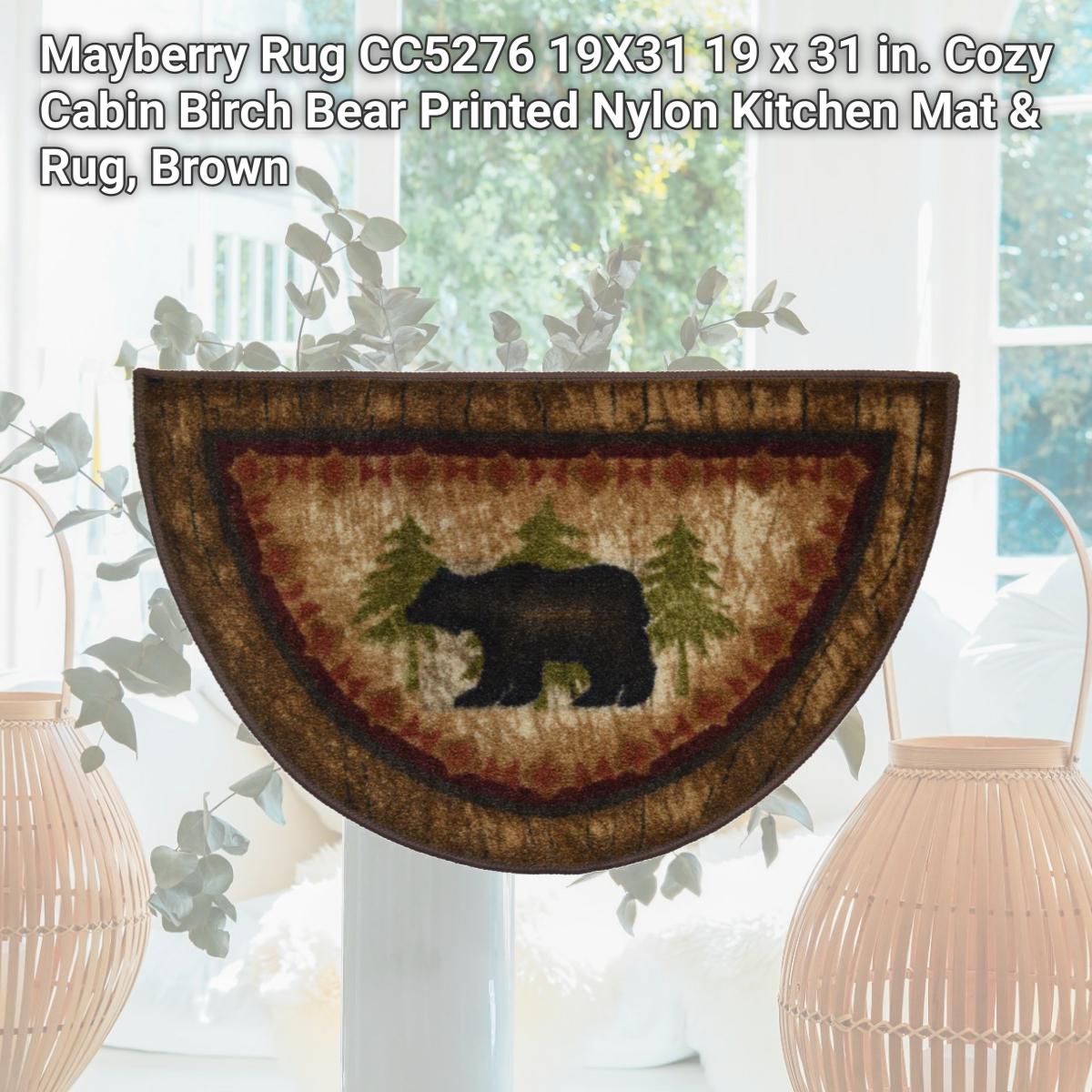 Picture of Mayberry Rug CC5276 19X31 19 x 31 in. Cozy Cabin Birch Bear Printed Nylon Kitchen Mat & Rug&#44; Brown