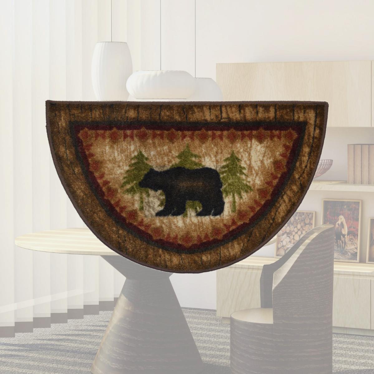 Picture of Mayberry Rug CC5276 19X31 19 x 31 in. Cozy Cabin Birch Bear Printed Nylon Kitchen Mat & Rug&#44; Brown