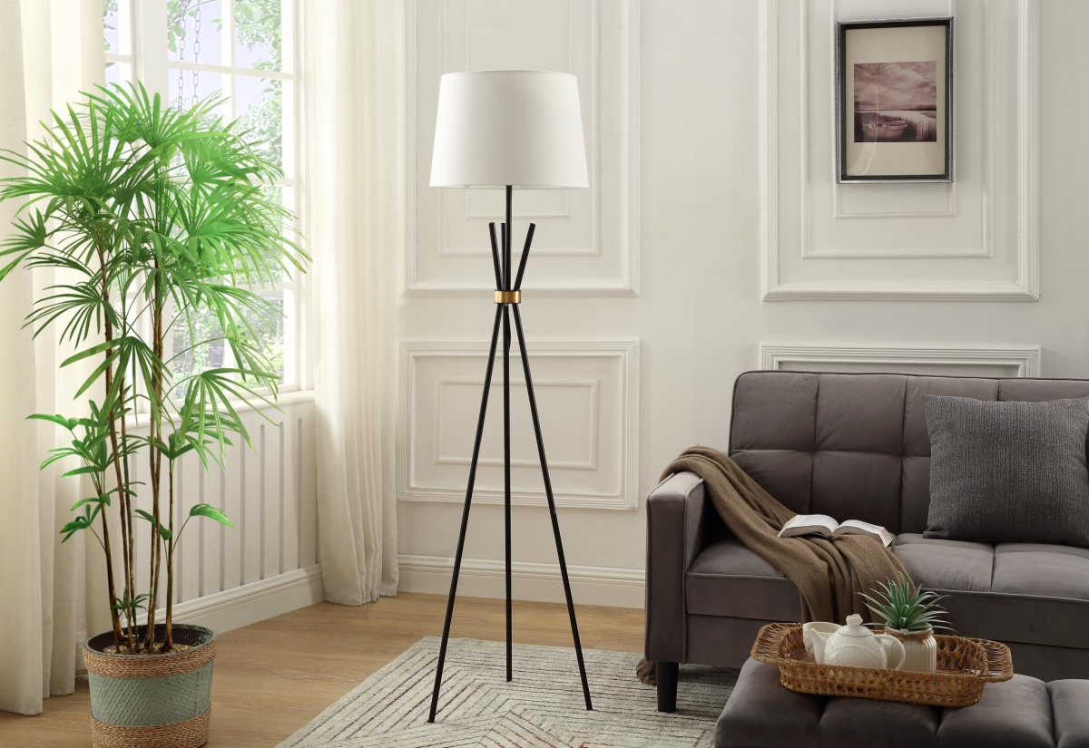 Myco Furniture El933 16 X 16 X 61 In. Elena Floor Lamp, Black & Off White