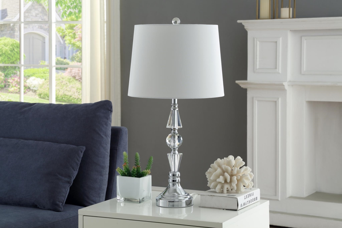 Myco Furniture Ml939 14 X 14 X 26 In. Melody Table Lamp, Chrome & White