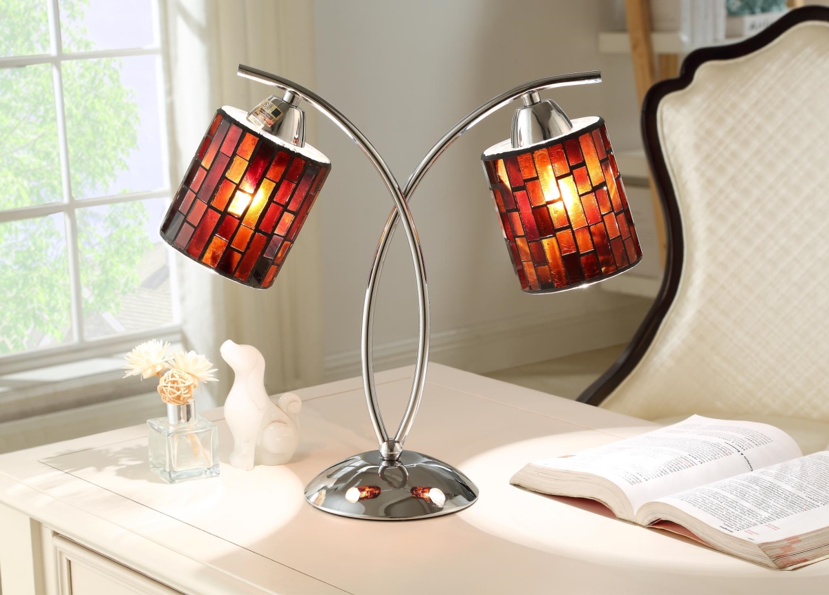 Myco Furniture Br945 7 X 12 X 15 In. Brielle Table Lamp, Chrome & Red