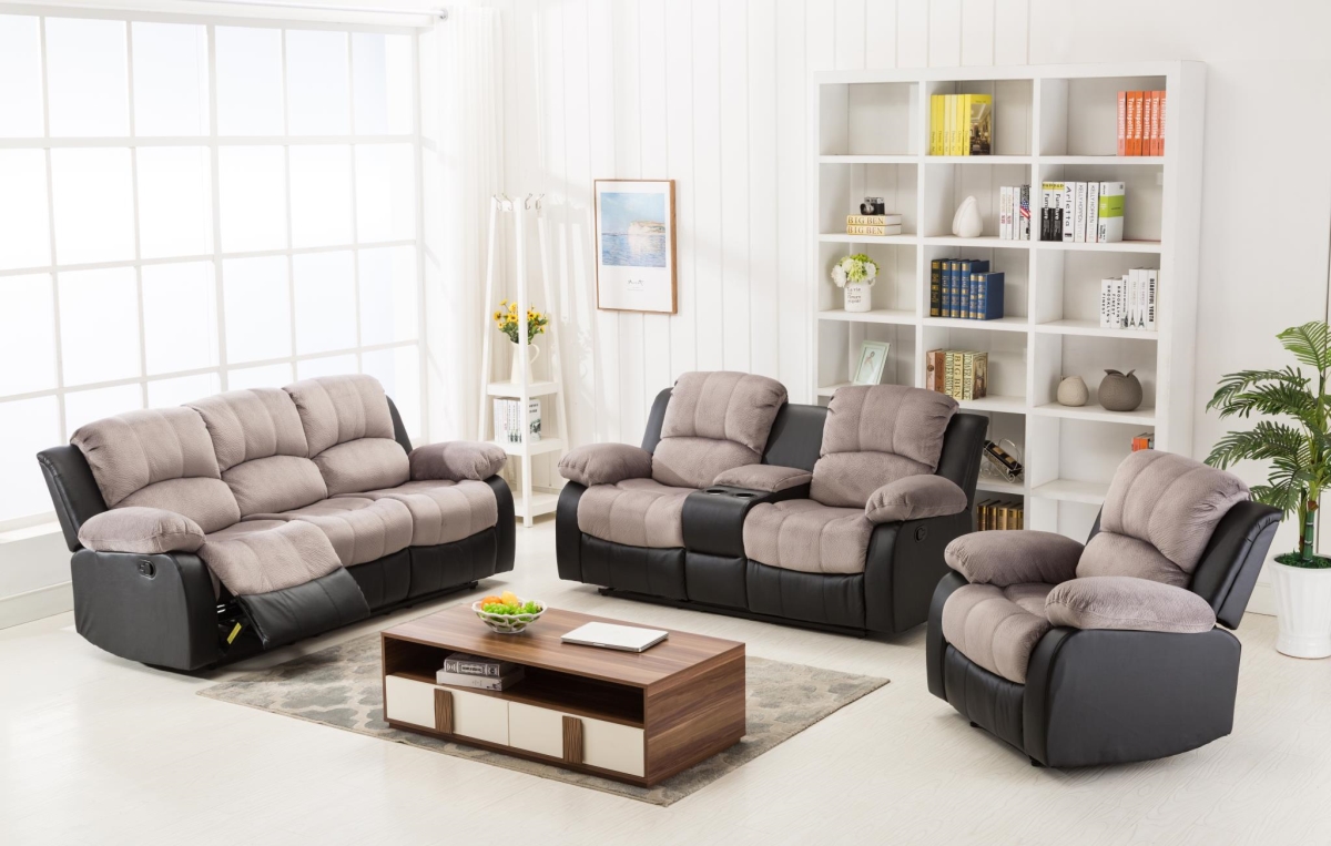 Myco Furniture 1007-s-gy Camilla Two-tone Recliner Sofa, Gray