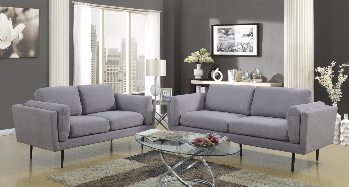 Myco Furniture 1205-gy-l Colton Loveseat In Polyester Fabric, Gray