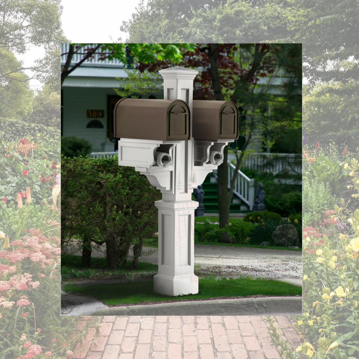 Picture of MAYNE 5811W Rockport Double Mailbox Post- White