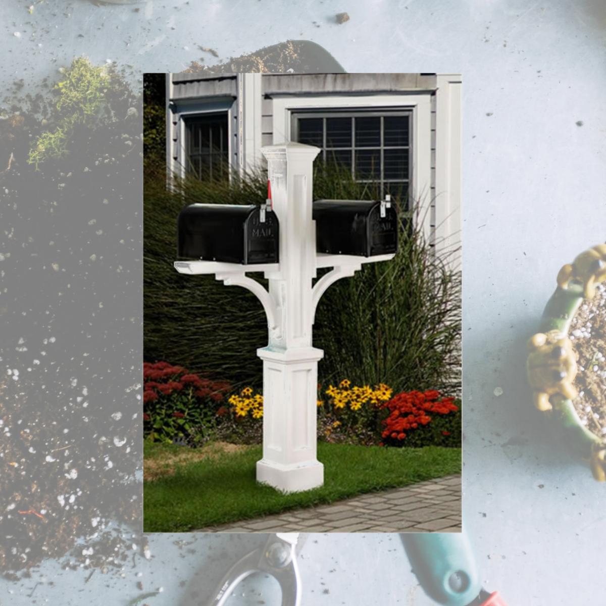 Picture of MAYNE 5814W Newport Plus Double Mailbox Post- White