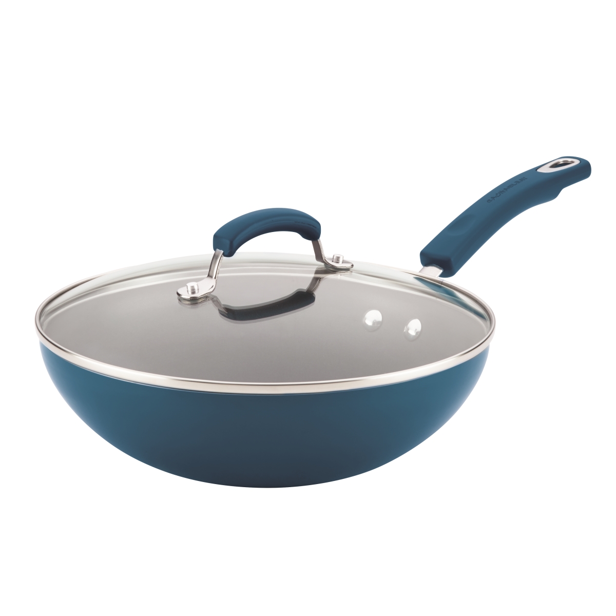 17648 Aluminum Nonstick Stir Fry Pan With Glass Lid, Marine Blue Gradient Hard Enamel - 11 In.