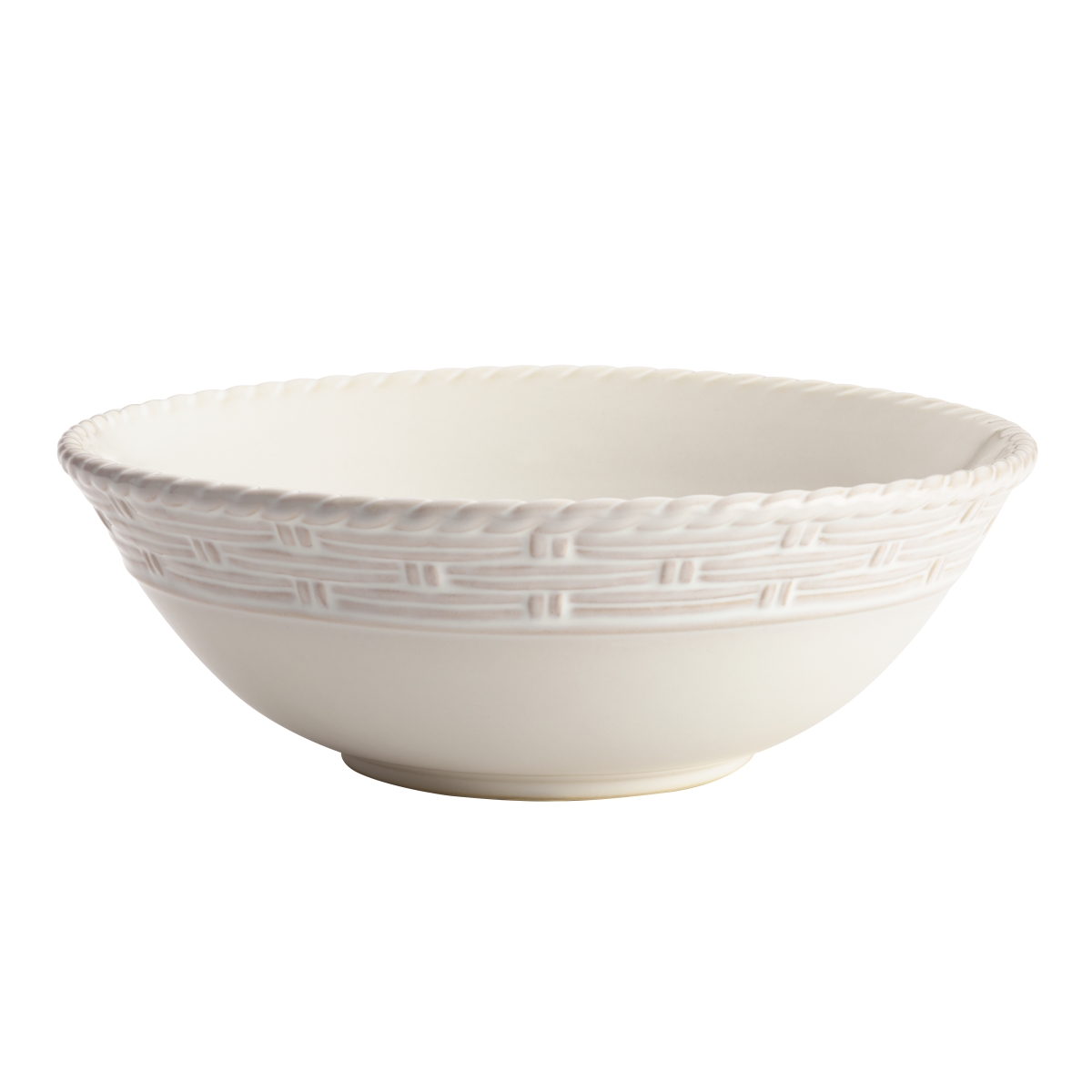 46789 Stoneware Serveware Round Serving Bowl & Vineyard Basket, Cream - 10 In.