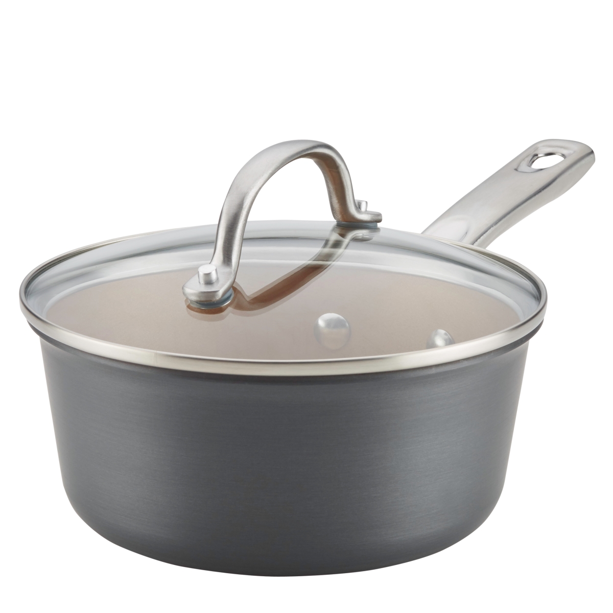80139 Hard-anodized Nonstick Covered Saucepan, 2 Qt. - Gray