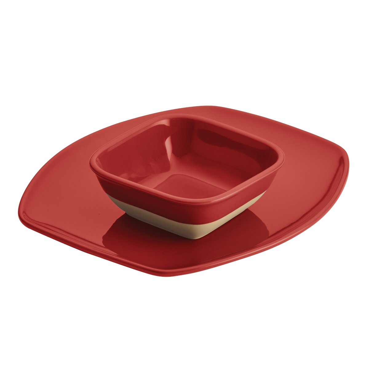 47528 Cityscapes Ceramic Hot Chip & Dip Set, Cherry Red