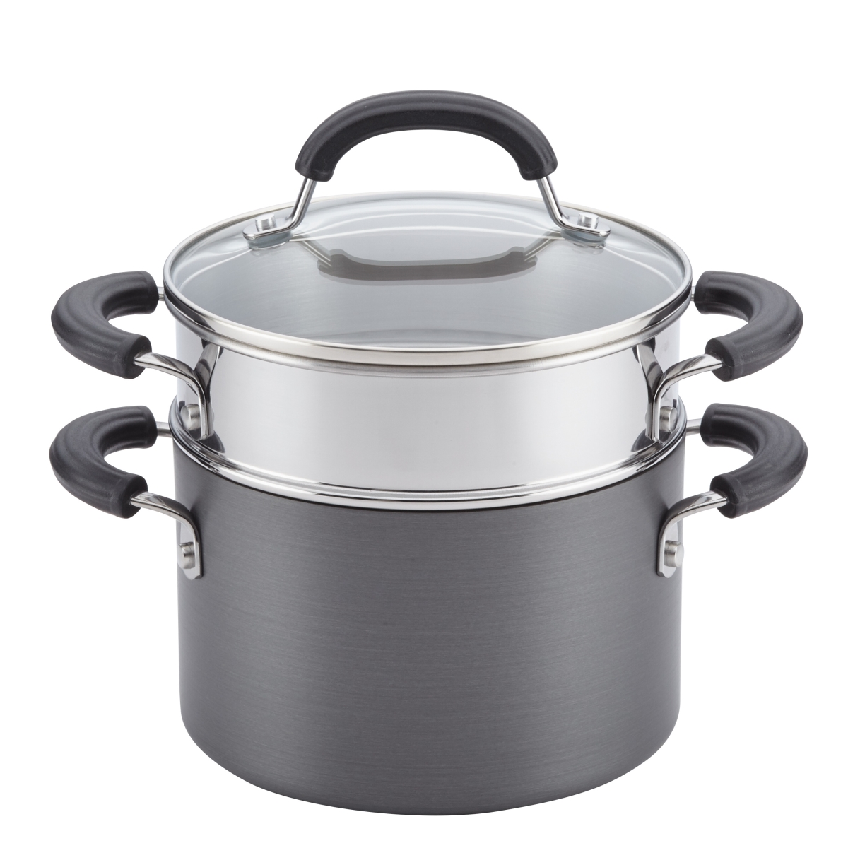 84207 Hard-anodized Nonstick 3 Qt. Covered Saucepot With Steamer Insert