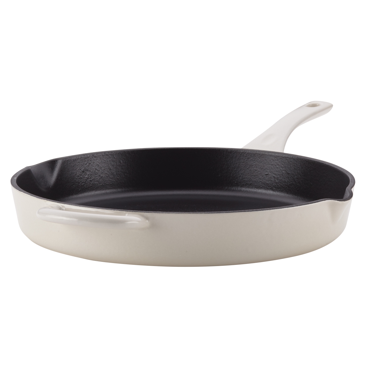 47434 Cast Iron Enamel Skillet With Pour Spouts, 10 In. - French Vanilla
