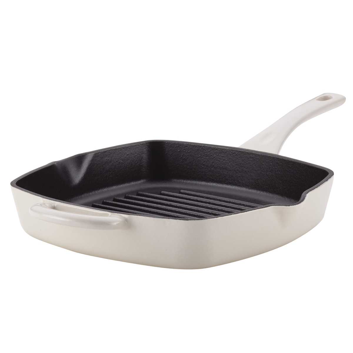 47435 Cast Iron Square Grill Pan With Pour Spouts, 10 In. - French Vanilla