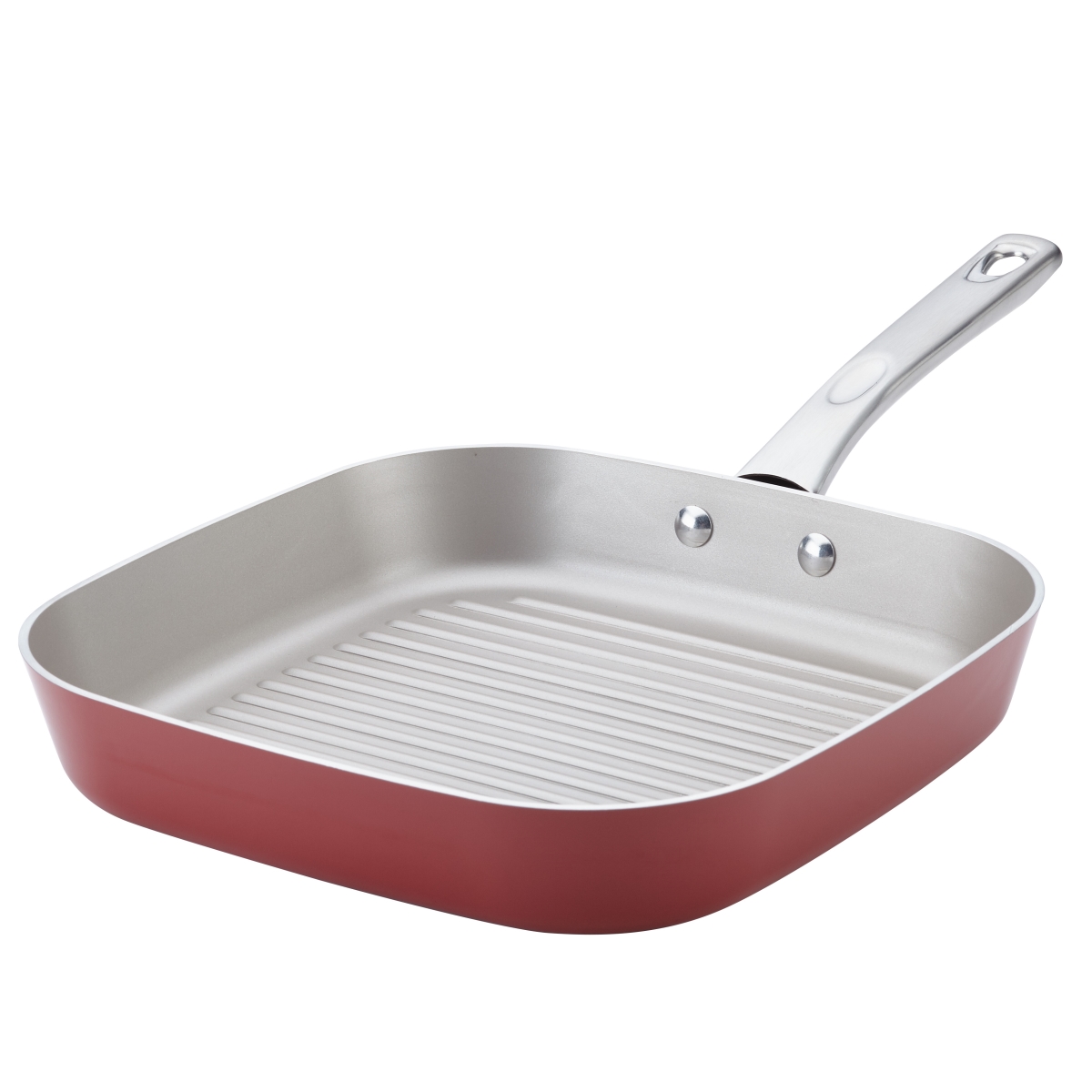 10746 Porcelain Enamel Nonstick Square Grill Pan, 11.25 In. - Sienna Red