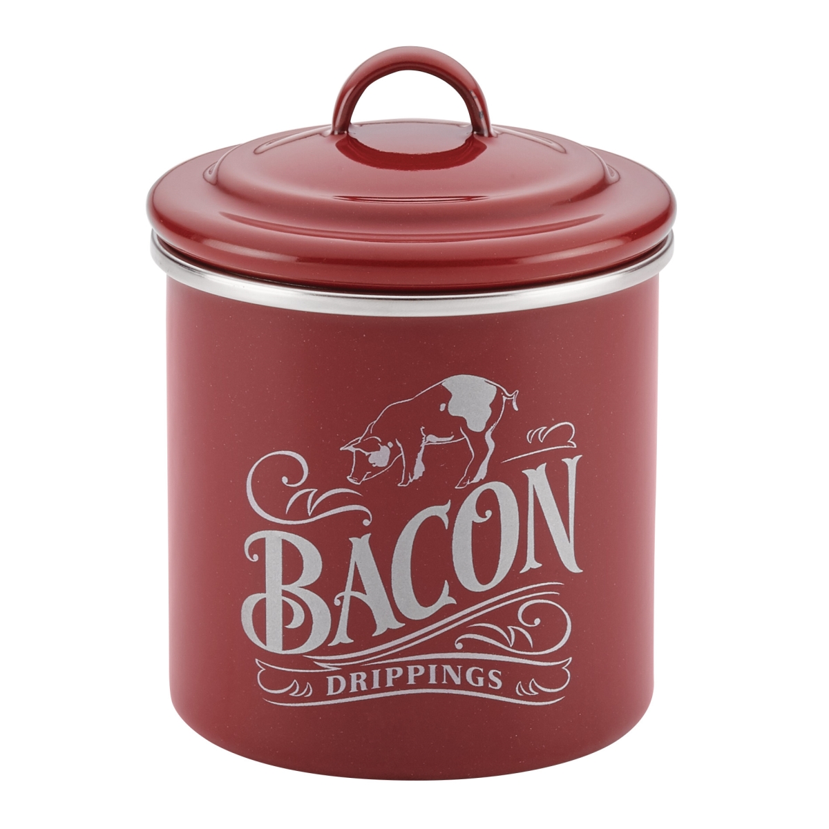 46948 Enamel On Steel Bacon Grease Can, 4 X 4 In. - Sienna Red