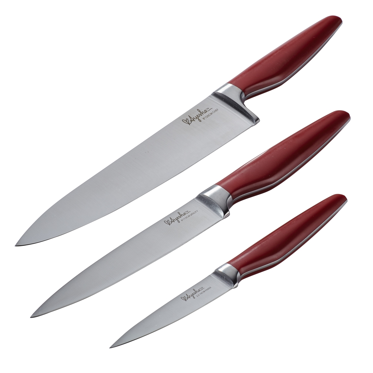 46954 Japanese Steel Cooking Knife Set, Sienna Red - 3 Piece