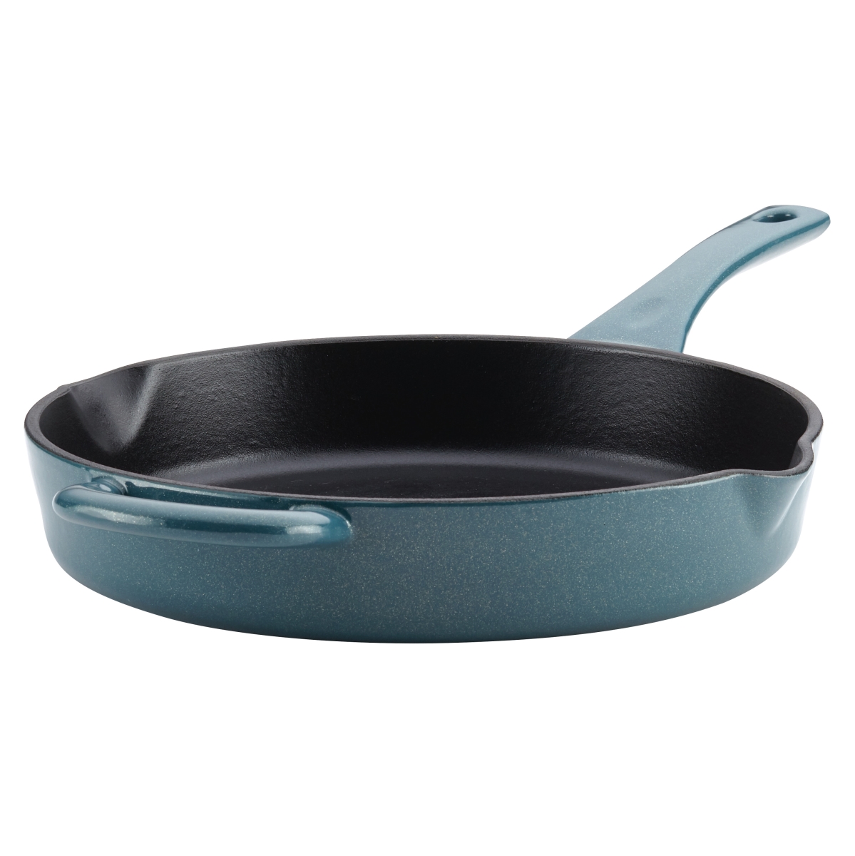 46957 Cast Iron Enamel Skillet With Pour Spouts, 10 In. - Twilight Teal
