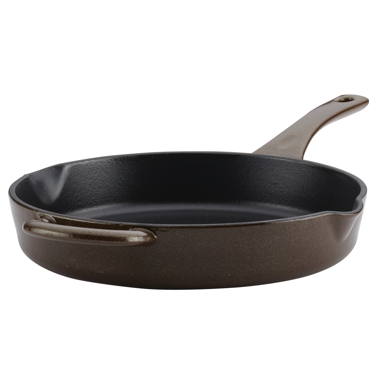 46958 Cast Iron Enamel Skillet With Pour Spouts, 10 In. - Brown Sugar
