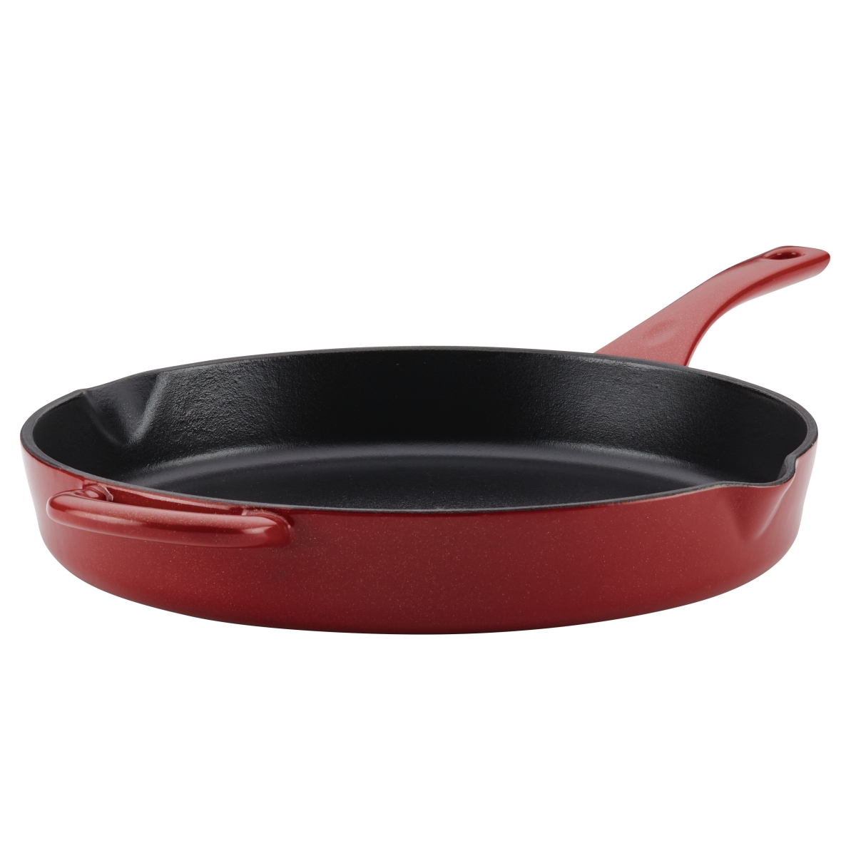 46961 Cast Iron Enamel Skillet With Pour Spouts, 12 In. - Sienna Red