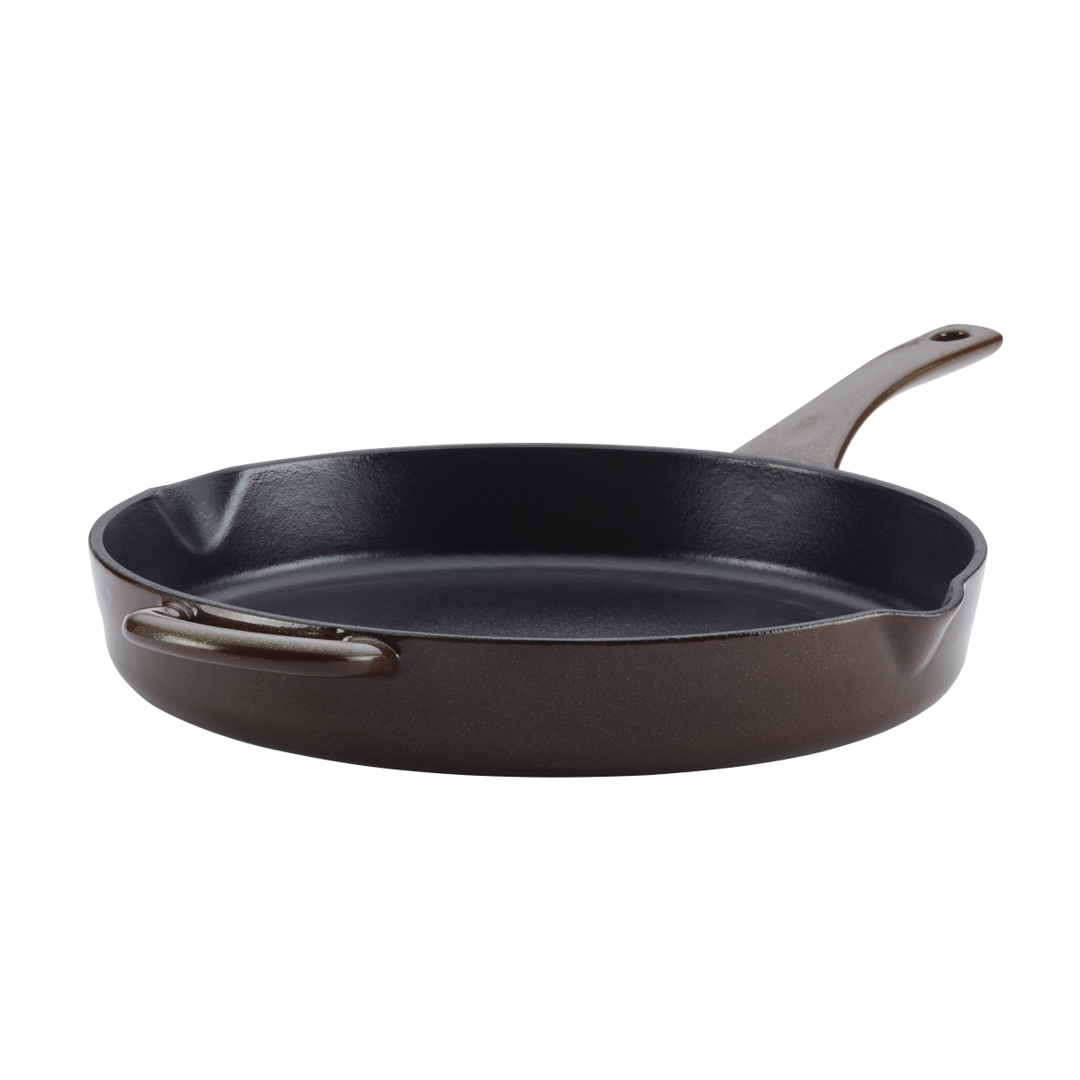 46962 Cast Iron Enamel Skillet With Pour Spouts, 12 In. - Brown Sugar