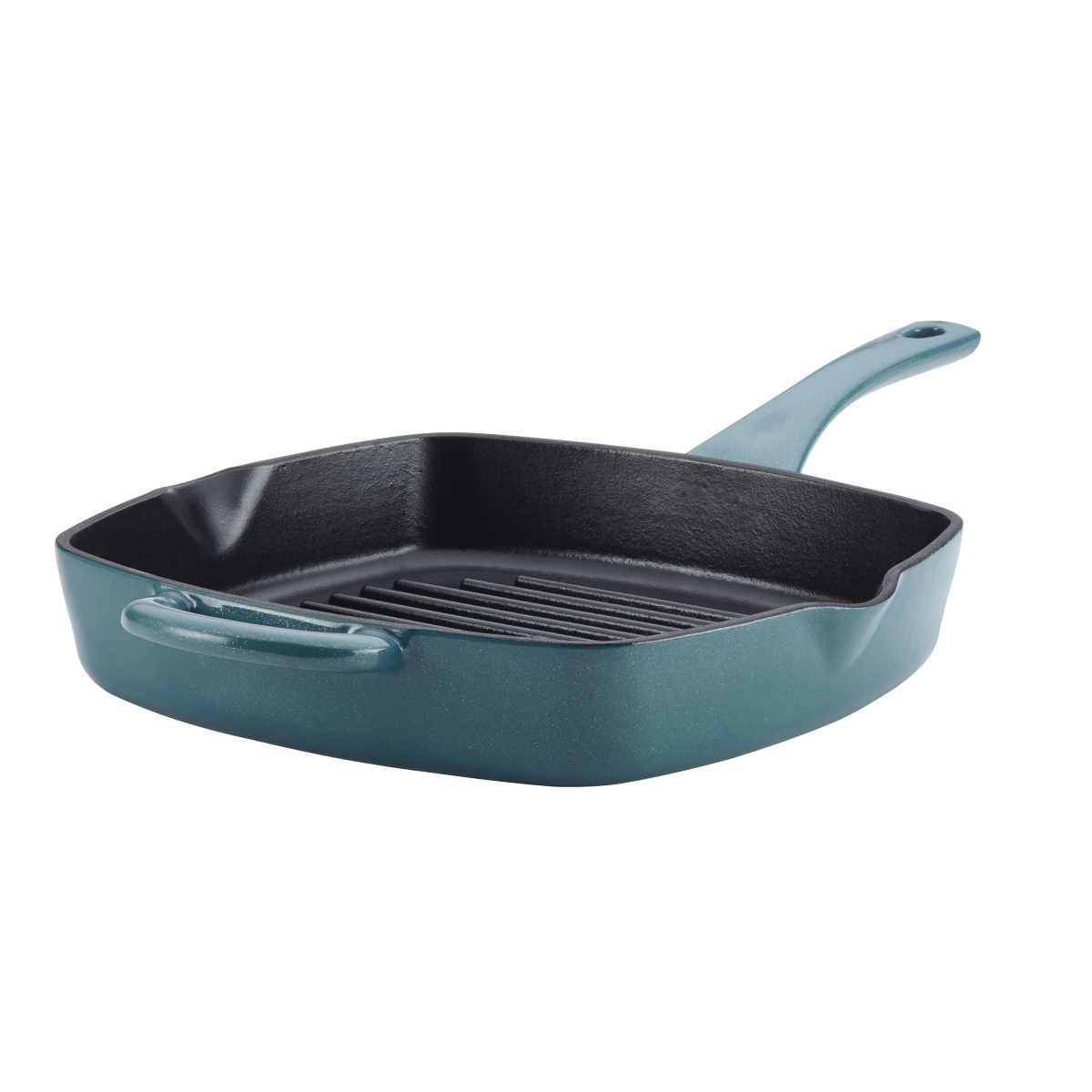 46963 Cast Iron Square Grill Pan With Pour Spouts, 10 In. - Twilight Teal