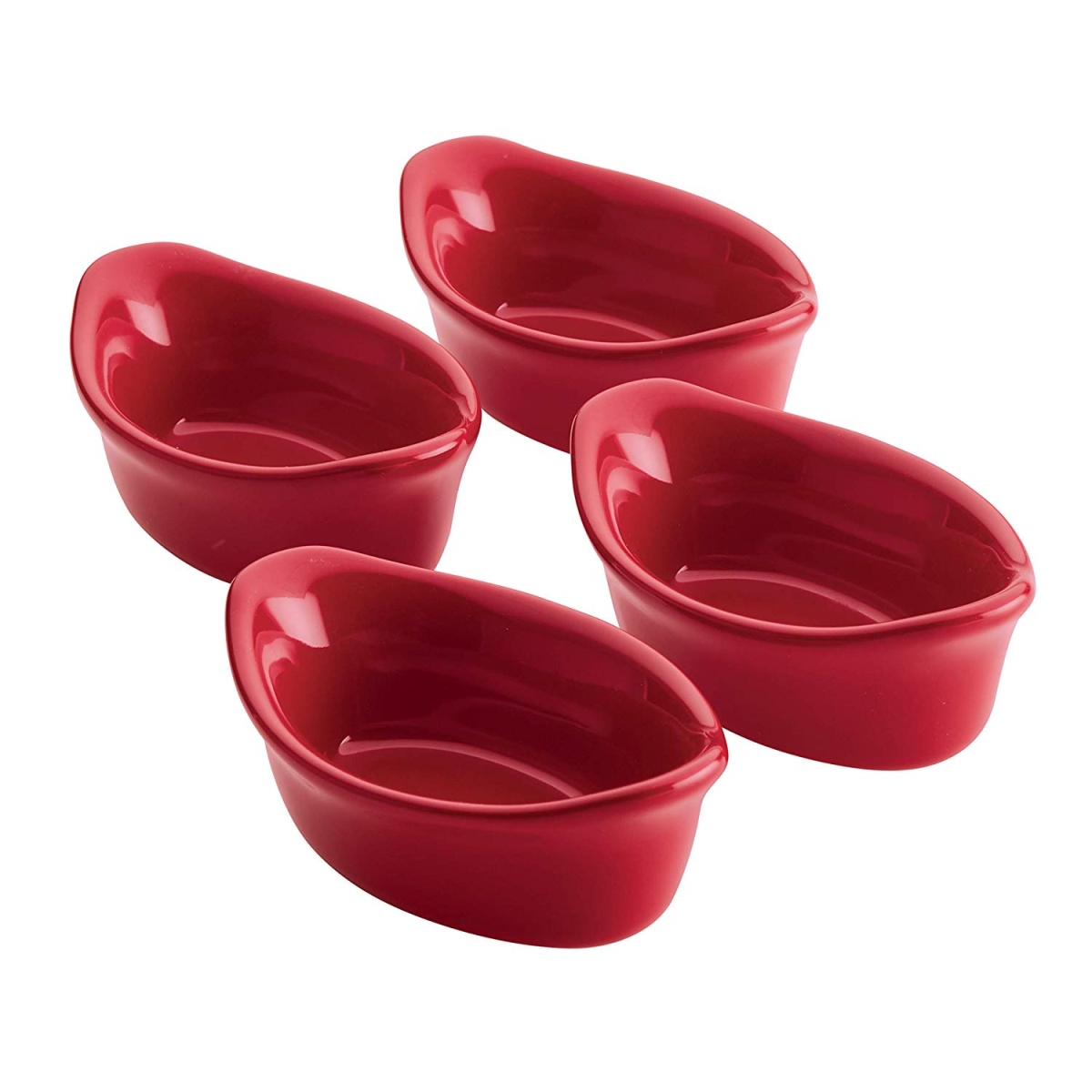 47861 Ceramics Oval Dipping Cups, Red - 4 Piece