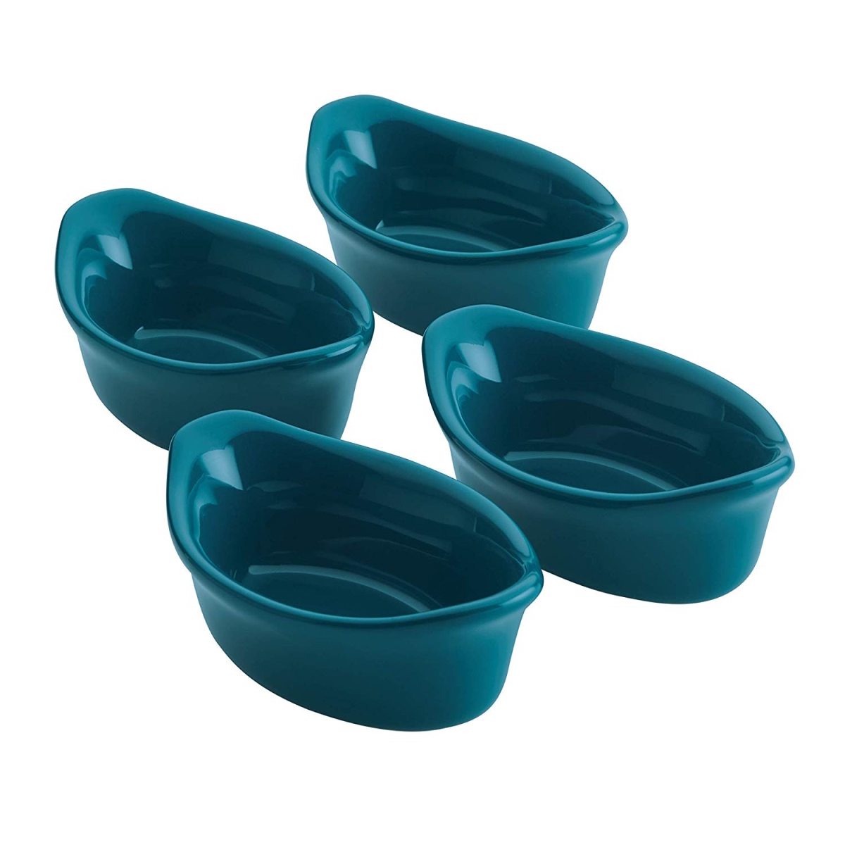 47862 Ceramics Oval Dipping Cups, Teal - 4 Piece