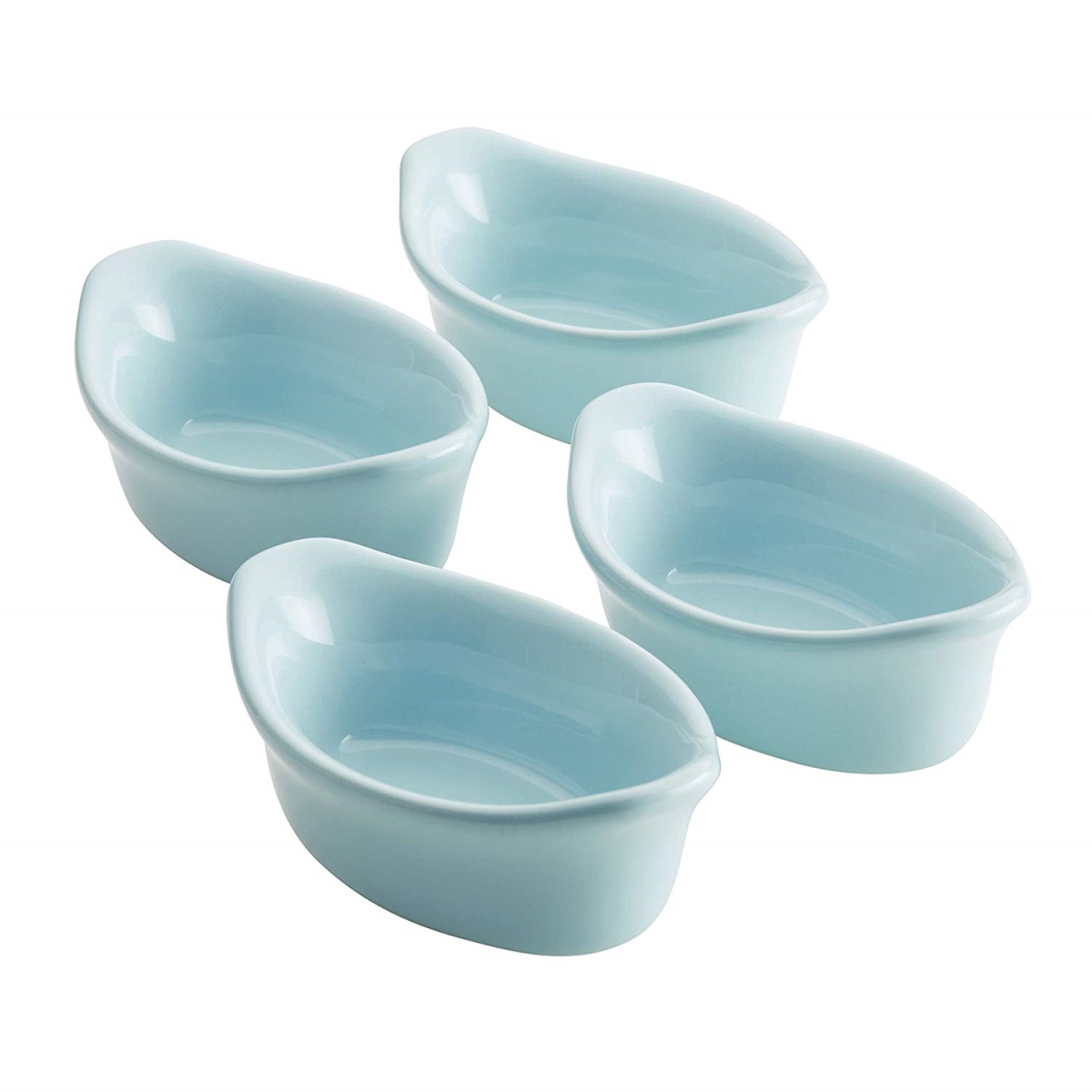 47863 Ceramics Oval Dipping Cups, Light Blue - 4 Piece