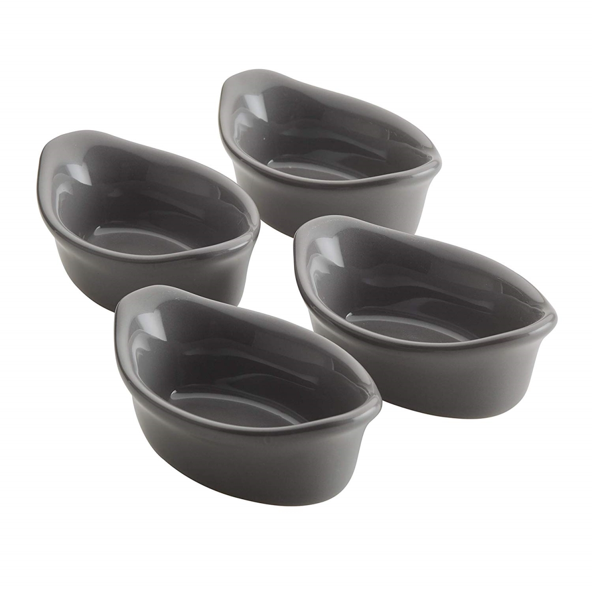 47864 Ceramics Oval Dipping Cups, Gray - 4 Piece